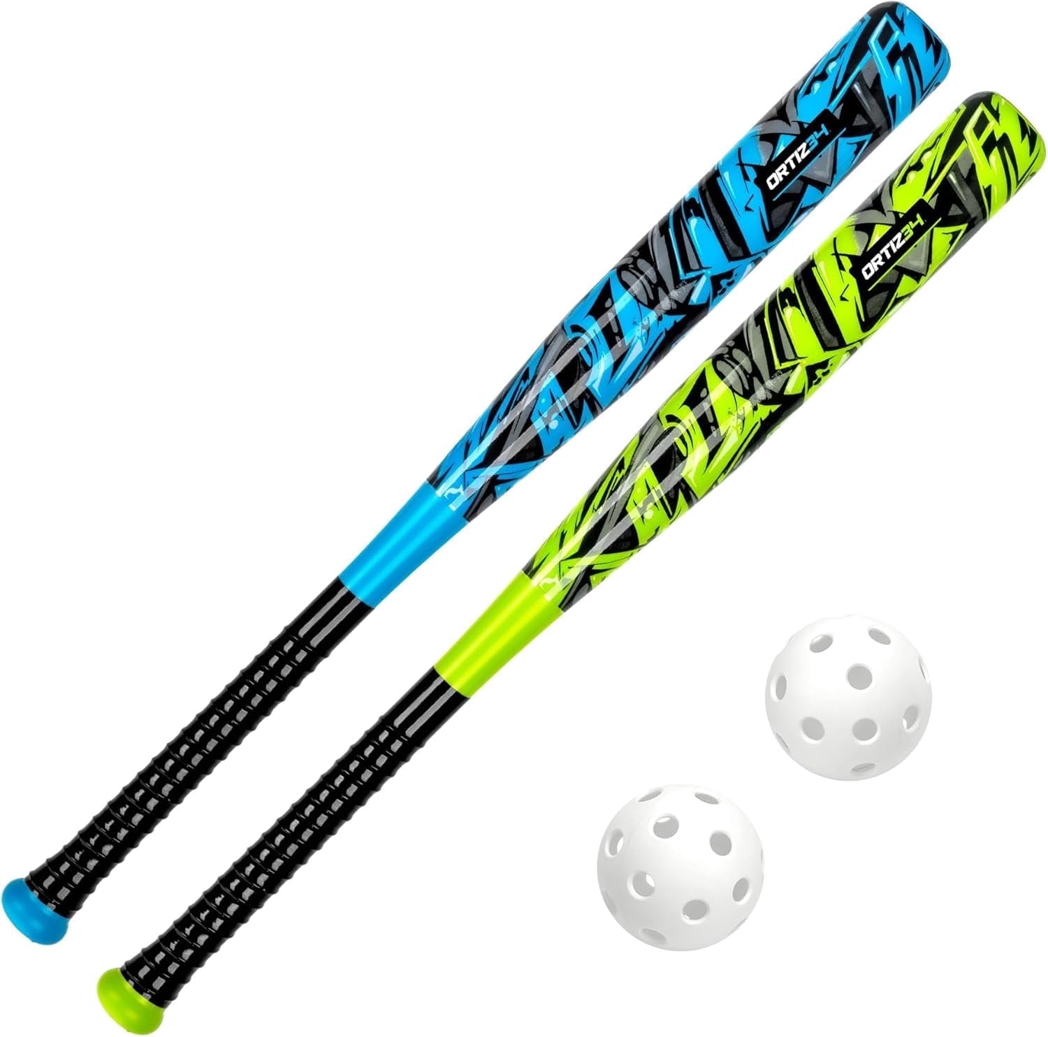 Ortiz34 29" Graffiti Plastic Bat & Ball Set, David Ortiz Backyard Baseball Homerun Set for Youth, Kids, Teens & Adults