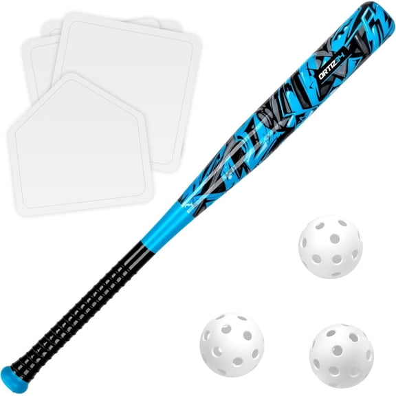 Ortiz34 Grand Slam Baseball Set, Graffiti Plastic Bat, 3 Balls & 4 Throw Down Bases