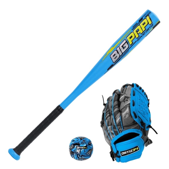 Ortiz34 Youth T-Ball Set, 25" Aluminum Bat (-10 Drop), Foam Core T-Ball, 9" Lightweight Glove, Graffiti Print