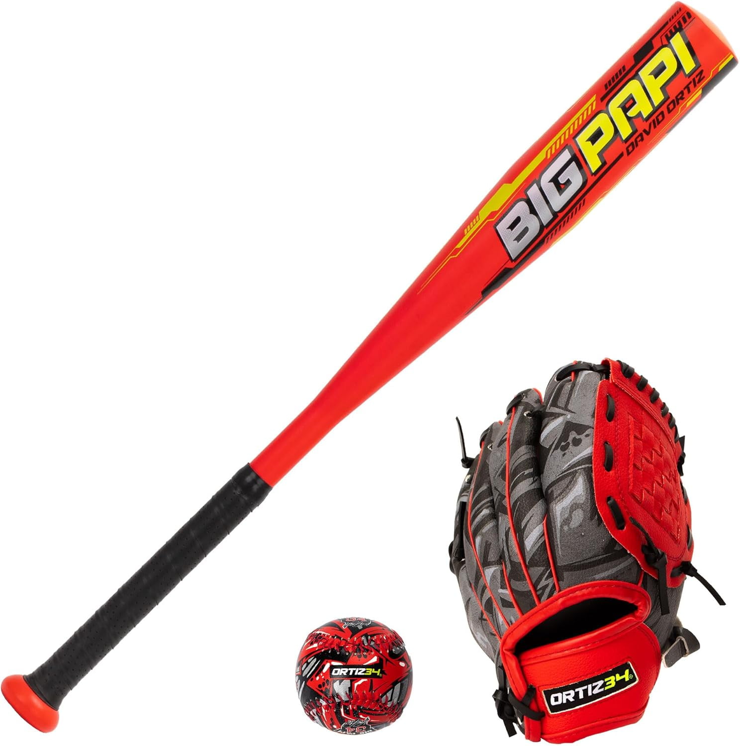 Ortiz34 Baseball Set: 9 In. Youth Glove, 25 In. T-Ball Bat