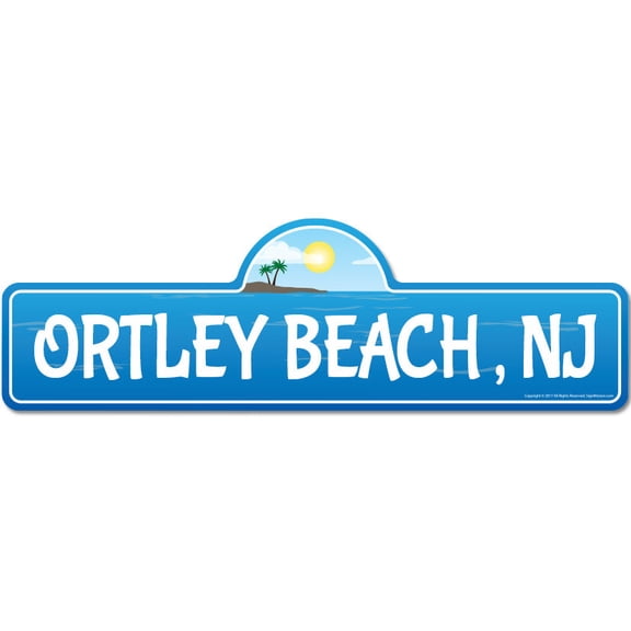 Ortley Beach NJ New Jersey Beach Street Sign | Indoor/Outdoor | Surfer Ocean Lover Décor For Beach House Garages Living Rooms Bedroom | Signmission Personalized Gift