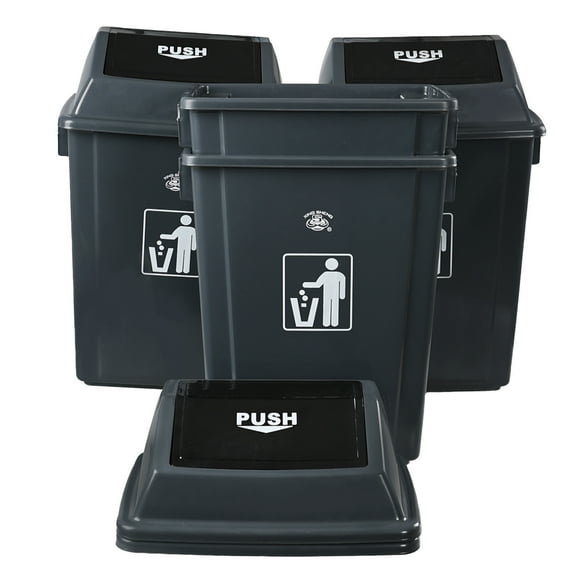 Ortodayes 13 Gallon Waste Can with Swing Lid, 4 Pack Plastic Trash Can with Lid, Grey