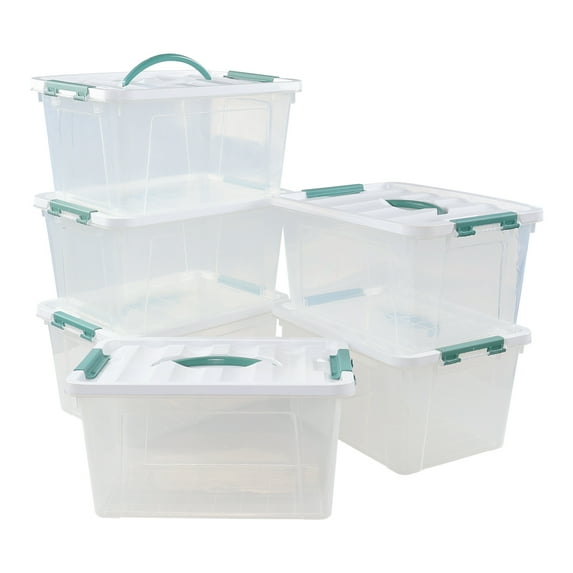 Ortodayes 14 Quart Small Storage Containers with Latch Lids, 6 Pack Clear Latch Box