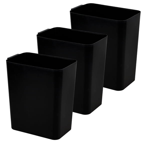 Ortodayes 3 Pack 4.5 Gallon Plastic Open Top Trash Cans, Slim Garbage Trash Can, Black Wastebaskets