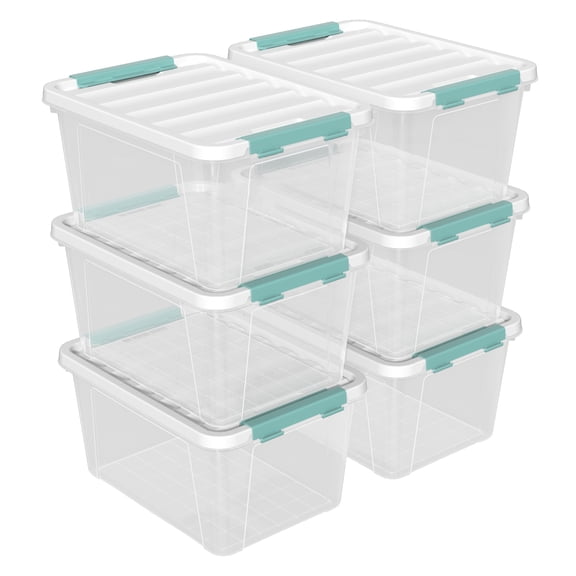 Ortodayes 6 Pack 20 Quart Clear Storage Latch Box, Clear Plastic Bin with Lid