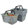 thumbnail image 1 of Ortodayes 6-Pack Shop Basket with Plastic Handle, 28 L Plastic Supermarket Basket, Grey, 1 of 6