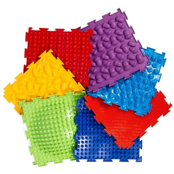 Ortodon Rainbow Module Sensory Mat 7 Pieces Orthopedic Puzzle Mats for Foot Massage Game Mat Massage Sensory Mat Puzzle Floor Mat, Multicolor