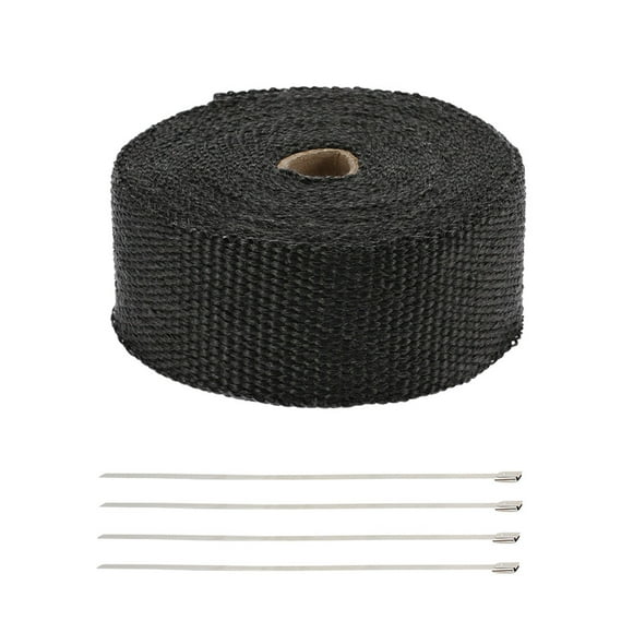 Ortofally 1.5mm * 25mm * 5mm Exhaust Heat Wrap Roll Header Tube Fiber Wrap Tape for Car Motorcycle (Black)