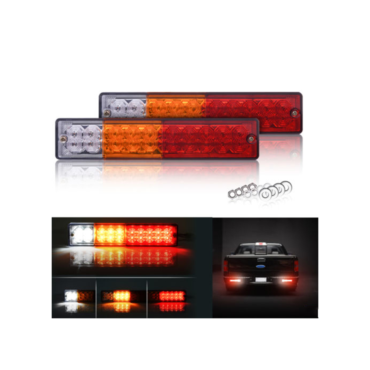 Ortofally 1 Pair HL-F-081 Trailer Tail Light 12V LED Trailer Lights Signal Running Lamp for Trucks Trailers