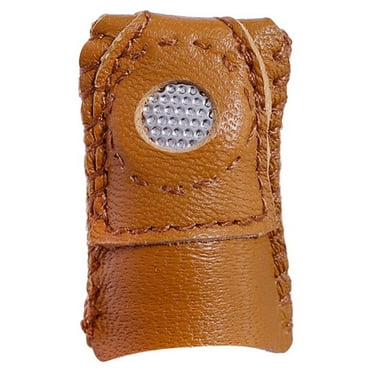 Chocolate Leather Thimble for Sewing with Comfortable Fit and Metal Tip Medium Size