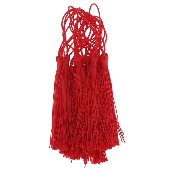 Ortofally 20pcs Silky Tassels with Hanging Tassel Charms DIY Craft Making Supplies for Jewelry Chinese Knot Curtain ( Red )