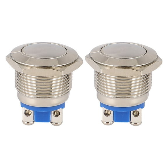 Worgeous Stainless Steel Push Button Switch 19mm Silver for Home Use Circuit Control