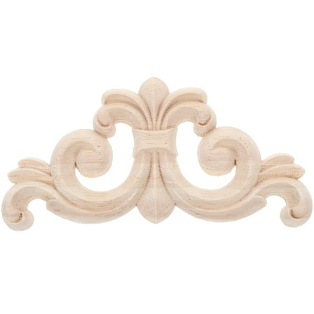 Ortofally 4pcs Wood Onlay Wooden Corner Applique Unpainted Applique Decals Wood Carving Onlay