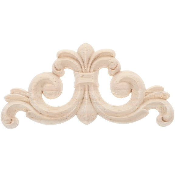 Ortofally 4pcs Wood Onlay Wooden Corner Applique Unpainted Applique Decals Wood Carving Onlay