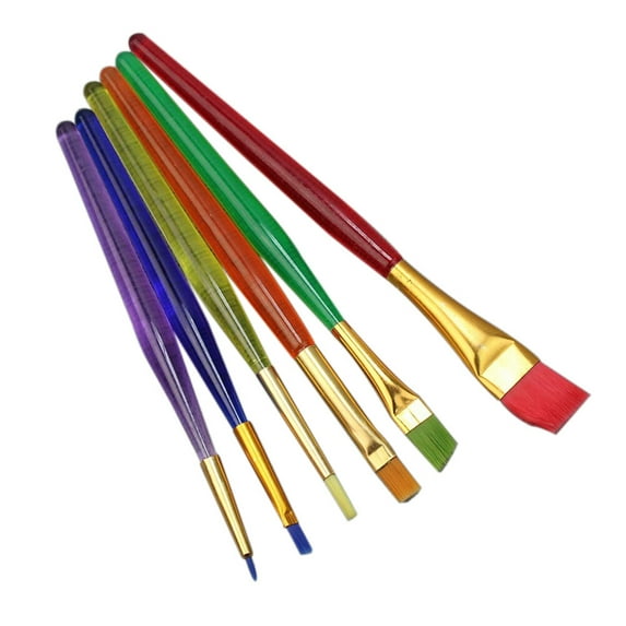 Ortofally 6pcs Brush Set Nylon Brush Sugar Fondant Cake Painting Brush Decorating Tool for DIY Cookie Sugar Craft Tool