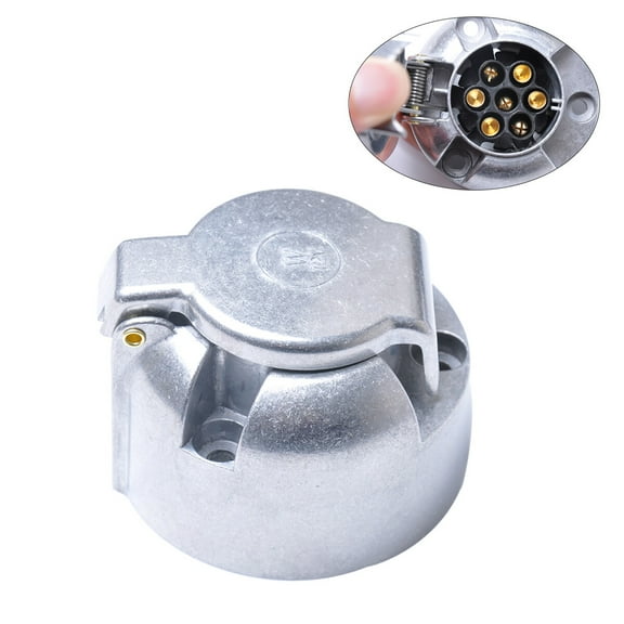 Ortofally 7 Pin Car Connector Circular Aluminium Alloy Trailer Socket 12V for European Standard A0201