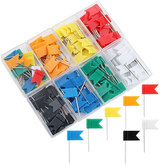 SWETRACE Assorted Color Flag Push Pins for Travel Maps and Geography Enthusiasts, 160 Pieces, 1.4 x 0.7 x 0.1 Inches