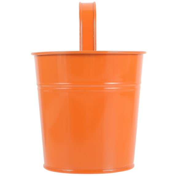SWETRACE Hanging Iron Bucket Orange Iron Flower Pot 1Pc 3.9x3.9x3.1in