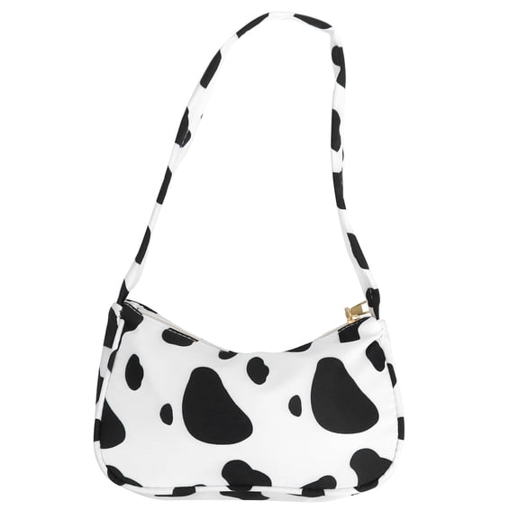 Ortofally fuzzy bag accessories purse cow purses for shoulder furry bags fluffy- Cow Printing Underarm Bag Fashion Shoulder Bag- Armpit Bag Chain Handbag