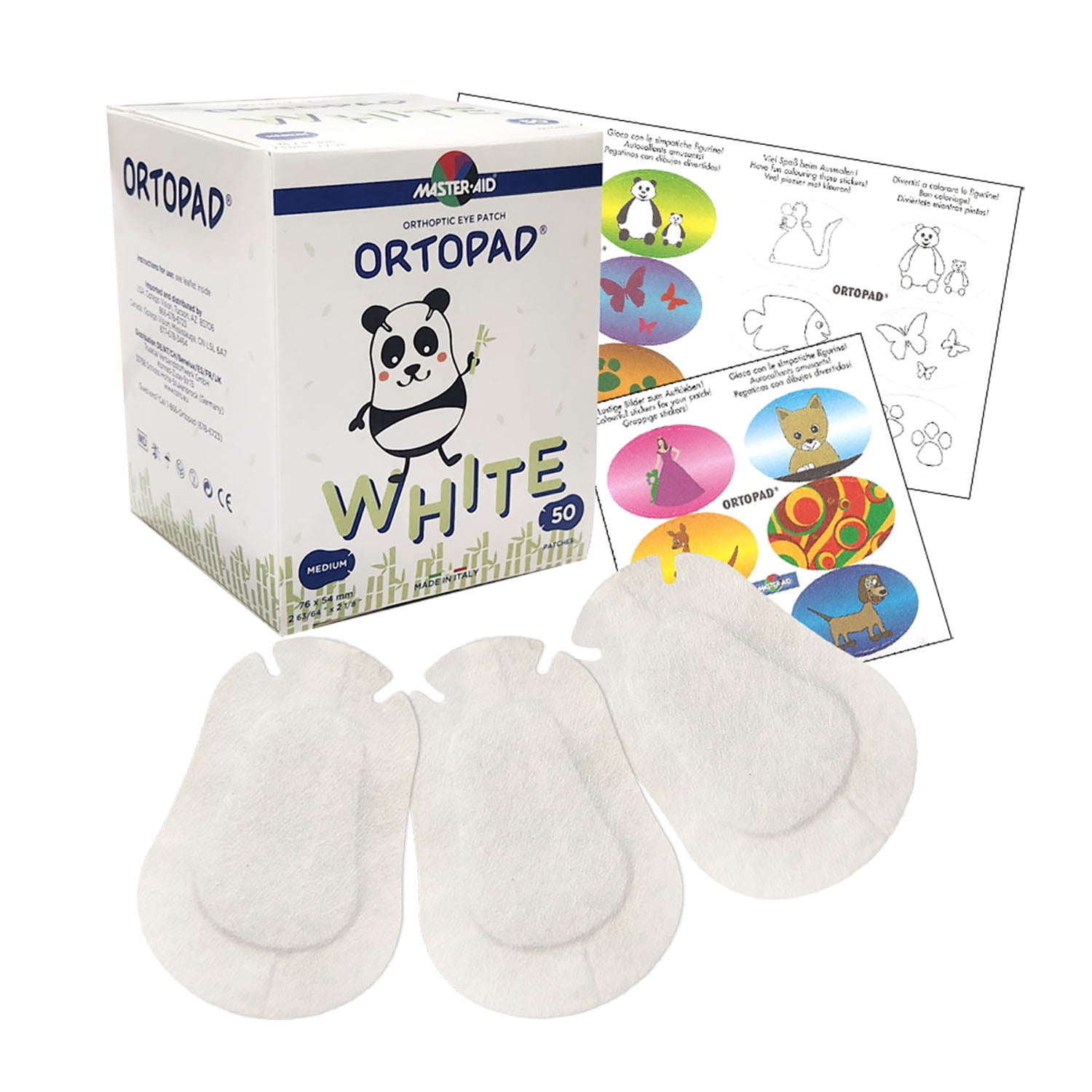 Ortopad® Bamboo Adhesive Eye Patches, 50/Box (Medium Size, 2-4 yrs), White