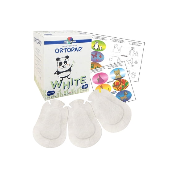 Ortopad Bamboo Adhesive Eye Patches, 50/Box (Regular Size, 4+ yrs), White
