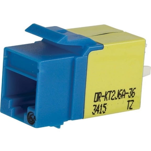 Ortronics Blue Cat6a Keystone Jack With Lacing Cap Termination