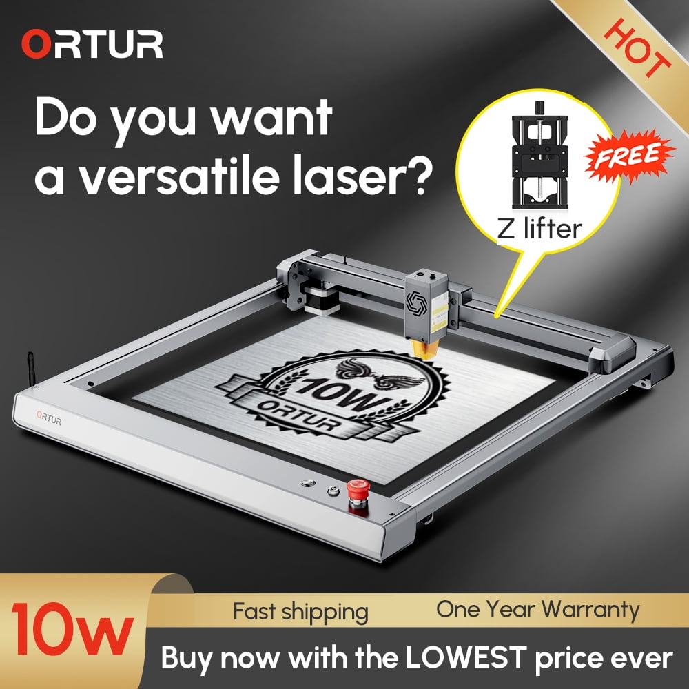  ORTUR Laser Master 3 with Foldable Feet FFT1.0 and Laser Rotary  Chuck YRC1.0, 10W Output Laser Cutter, 20000mm/min Engraving Speed and App  Control Laser Engraver for Wood and Metal