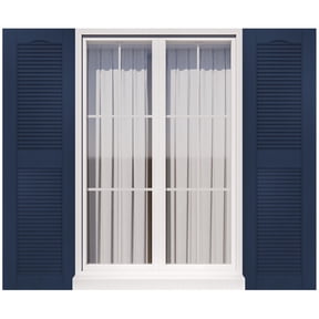 Exterior Window Shutters - Weather-Resistant Polypropylene, Easy DIY Install - Louver Shutters for Windows Outside, Vinyl, Brick, 14.5"W*25" H, Blue