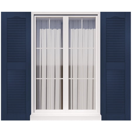 Exterior Window Shutters - Weather-Resistant Polypropylene, Easy DIY Install - Louver Shutters for Windows Outside, Vinyl, Brick, 14.5"W*25" H, Blue