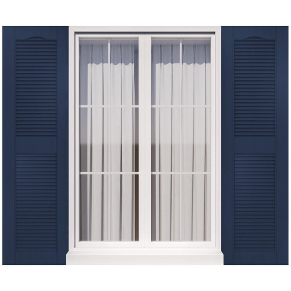 Exterior Window Shutters - Weather-Resistant Polypropylene, Easy DIY Install - Louver Shutters for Windows Outside, Vinyl, Brick, 14.5"W*35" H, Blue