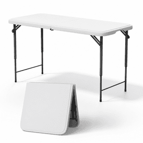 Folding Table 4 Foot - 3-Position Adjustable Height, Heavy Duty 400 lbs Capacity - Portable Tables Folding for Camping, Party, Indoor & Outdoor Use, 1 Pack