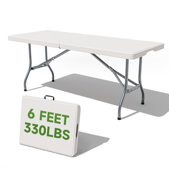 Ortus Collective Folding Table 6 Foot - Heavy Duty 330LBS Capacity, Sturdy & Foldable Design with Safety Lock - Portable Tables Folding for Camping, Party, Indoor & Outdoor Use, 10 Pack