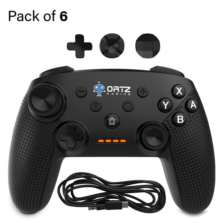 Ortz Nintendo Pro Controller - 6 Pack, Wireless Gaming Controllers for Nintendo Switch, Ergonomic Design, High-Performance Gamepads for Enhanced Gameplay, Rechargeable Batteries Included