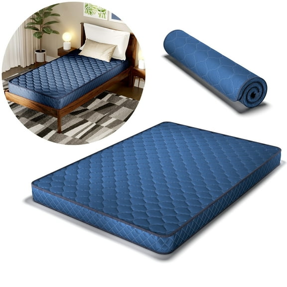 Orusiahs Waterproof Full Mattress 6 Inch High-Density Foam, with Stylish Diamond-Quilted Breathable Fabric, Distributes Weight Evenly, Navy Blue