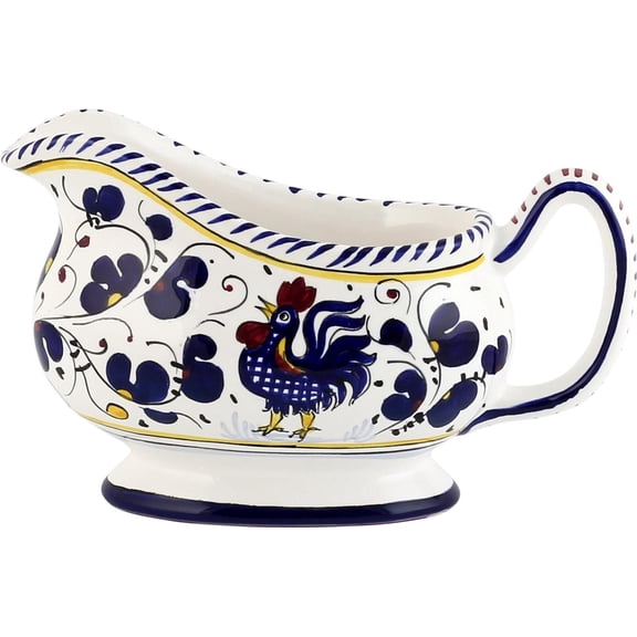 Orvieto Blue Handmade Ceramic Gravy Boat Deruta