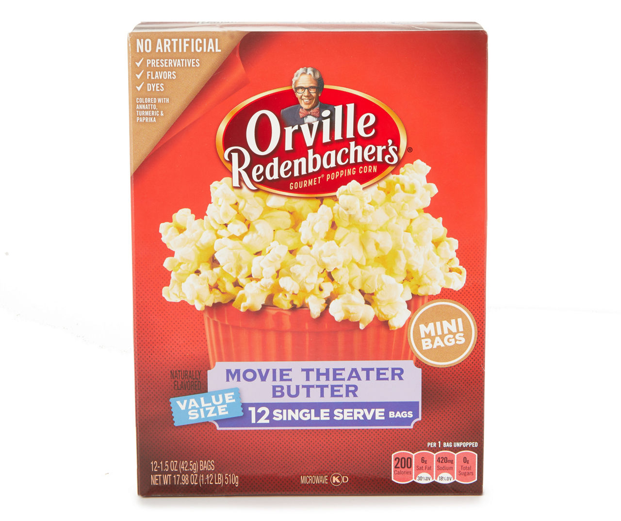 Orville Redenbacher Movie Theater Butter Microwave Popcorn, Single