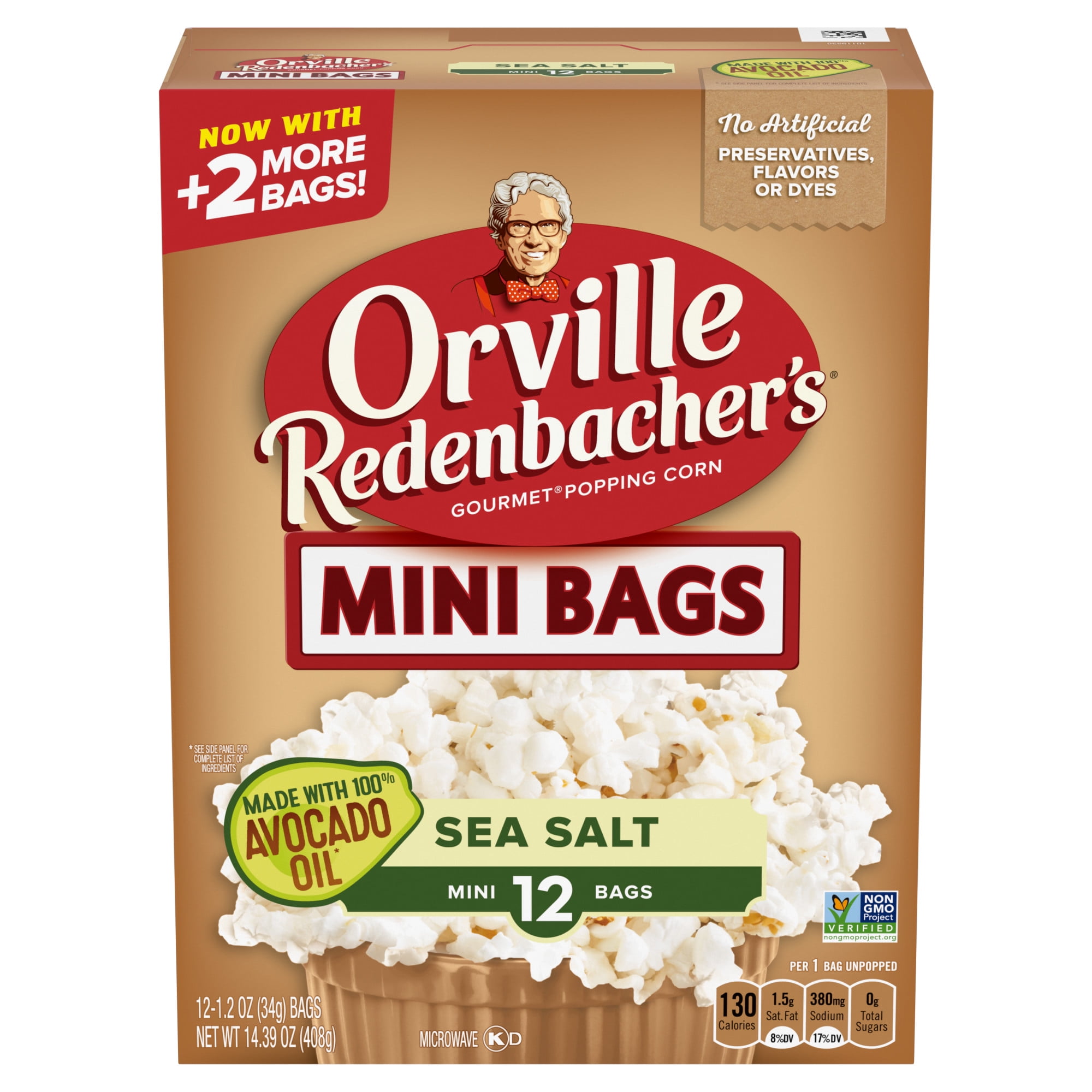Orville Redenbacher's Avocado Oil Sea Salt Popcorn, 1.2 oz, 12 Count