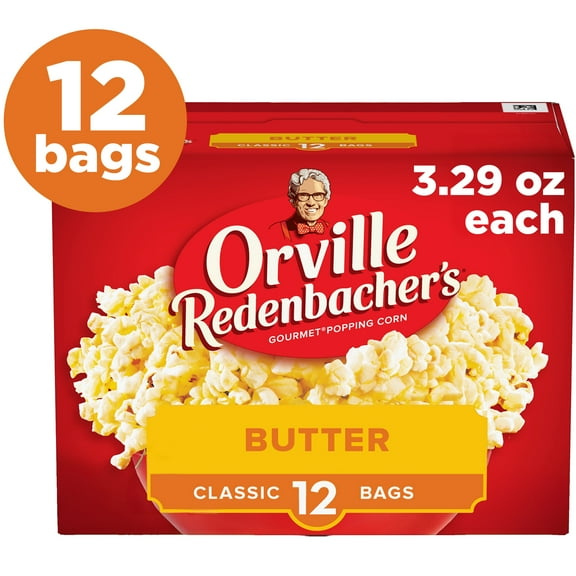 Orville Redenbacher’s Microwave Popcorn Value Size, Butter Flavor, Movie Night Supplies, 3.29 oz., 12-Count