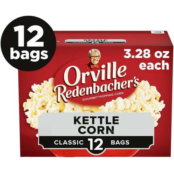 Orville Redenbacher’s Microwave Popcorn Value Size, Kettle Corn, Movie Night Supplies, 3.28 oz., 12-Count