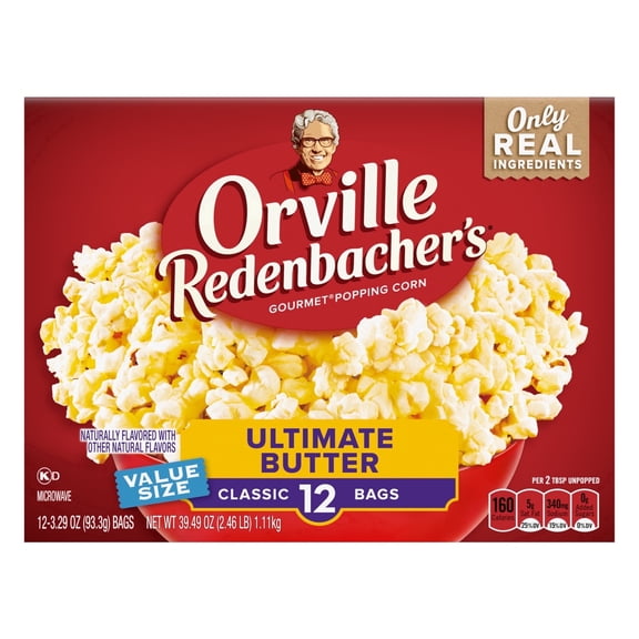 Orville Redenbachers Microwave Popcorn Value Size, Ultimate Butter Flavor, 3.29 oz., 12-Count