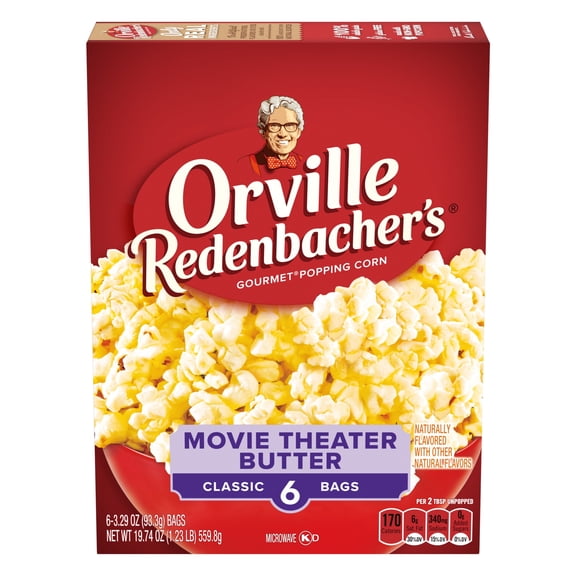 Orville Redenbachers Movie Theater Butter Flavored Microwave Popcorn, 3.29 oz (Pack of 4)