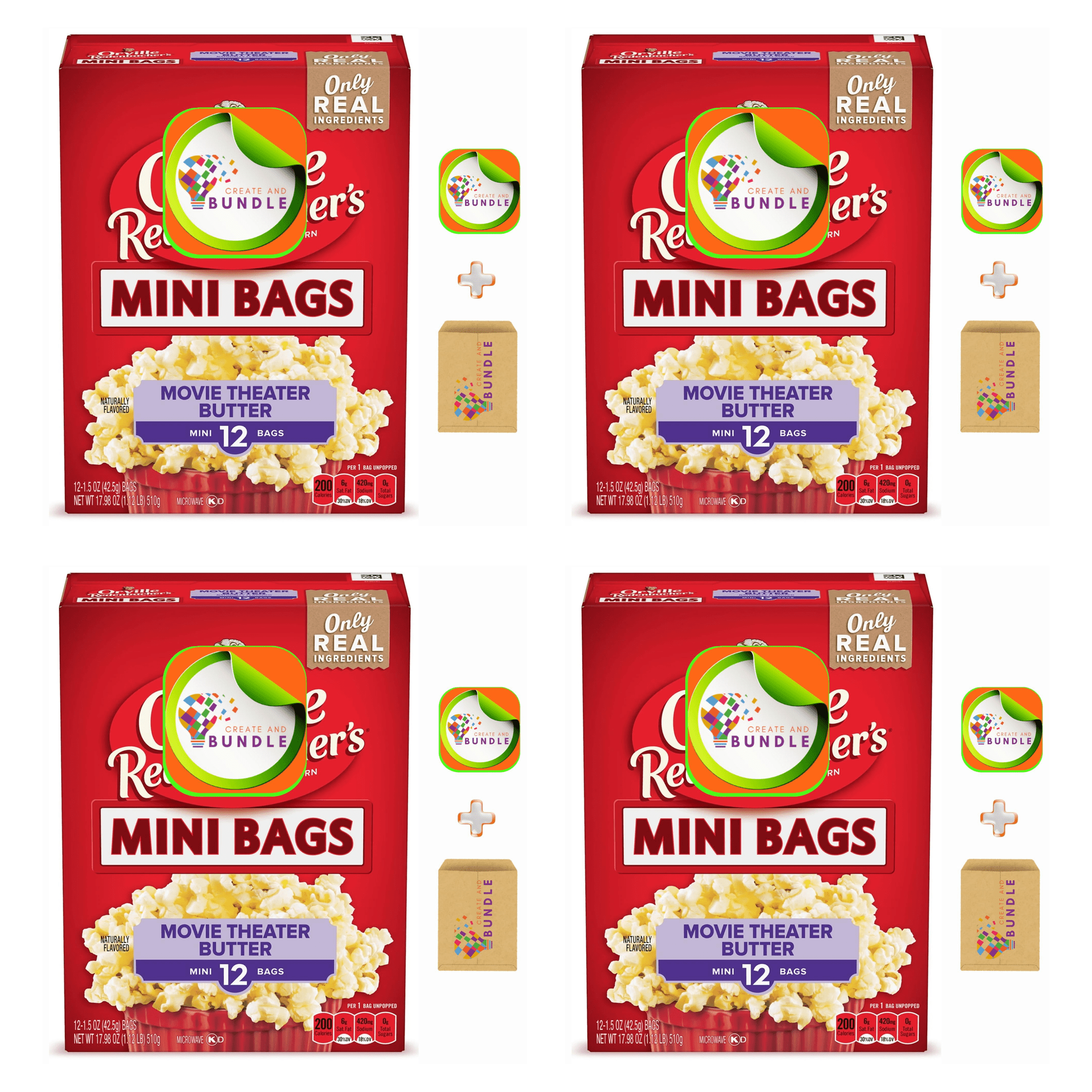 Orville Redenbacher's Movie Theater Butter Microwave Popcorn, Mini Bags, 1.5 oz, 12 Count-Pack of 4
