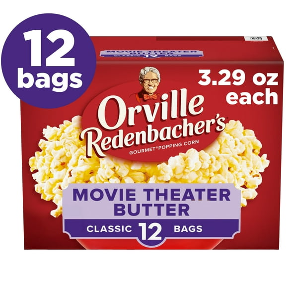 Orville Redenbacher’s Microwave Popcorn Value Size, Movie Theater Butter Flavor, Movie Night Supplies, 3.29 oz., 12-Count