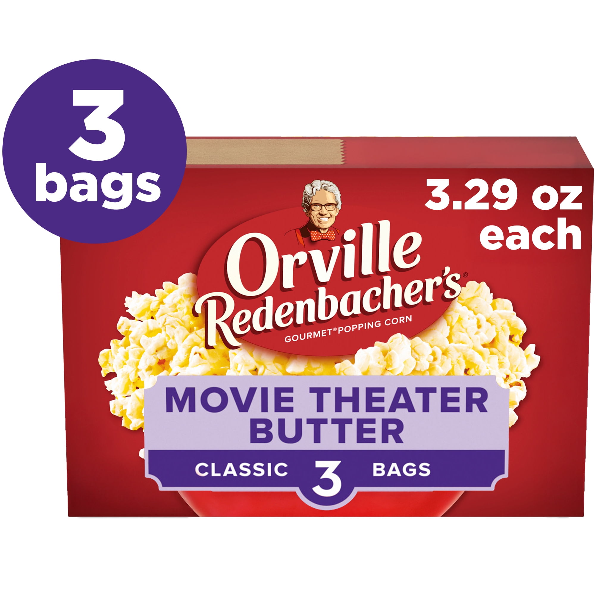 Orville Redenbacher’s Microwave Popcorn, Movie Theater Butter Flavor, 3.3 oz., 3-Count