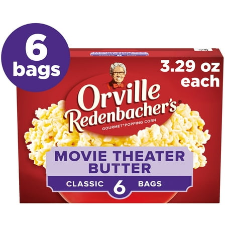Orville Redenbacher’s Microwave Popcorn, Movie Theater Butter Flavor, 3 oz., 6-Count