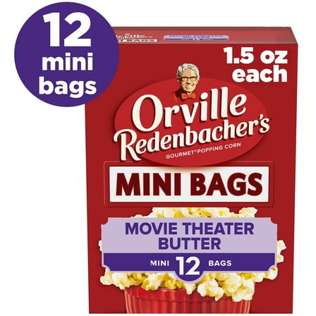 Orville Redenbacher’s Microwave Popcorn Mini Bags, Movie Night Butter Flavor, Movie Night Supplies, 1.5 oz., 12-Count