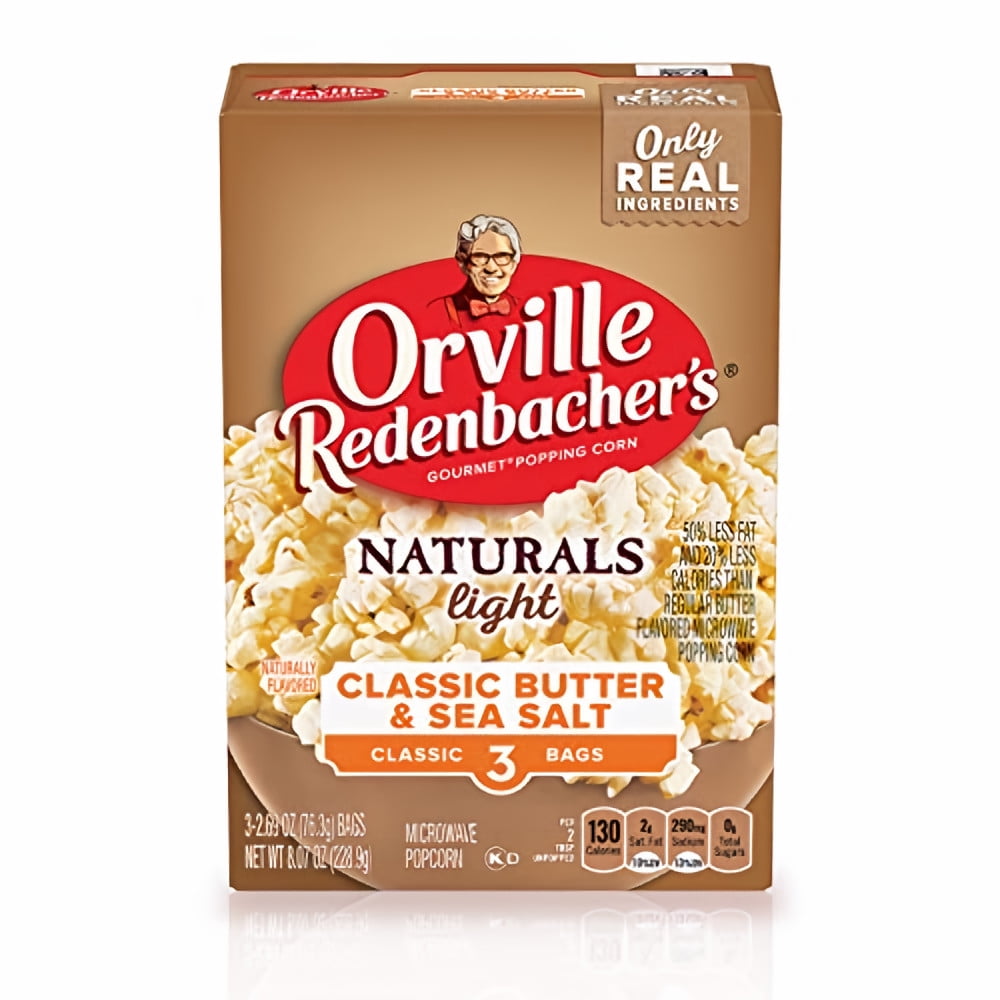 Orville Redenbacher's Naturals Light Classic Butter & Sea Salt Microwave Popcorn, 2.69 Oz, 3 Ct (Pack of 8)