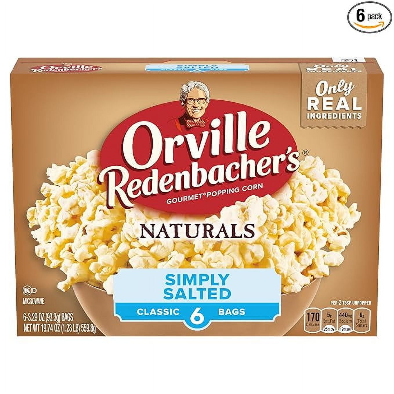 Orville Redenbacher's Naturals Microwave Popcorn, Simply Salted Flavor, 3.29 oz., 6-Count