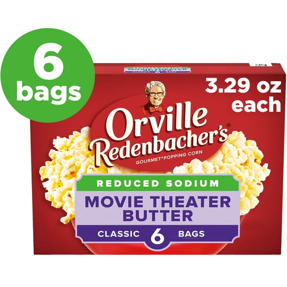 Orville Redenbacher’s Microwave Popcorn, Reduced Sodium Movie Theater Butter Flavor, 19.74 oz., 6-Count