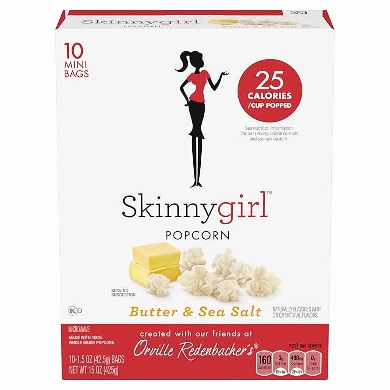 Orville Redenbacher's Skinnygirl Butter & Sea Salt Microwave Popcorn, 15 Ounce Mini Bag, 10-Count